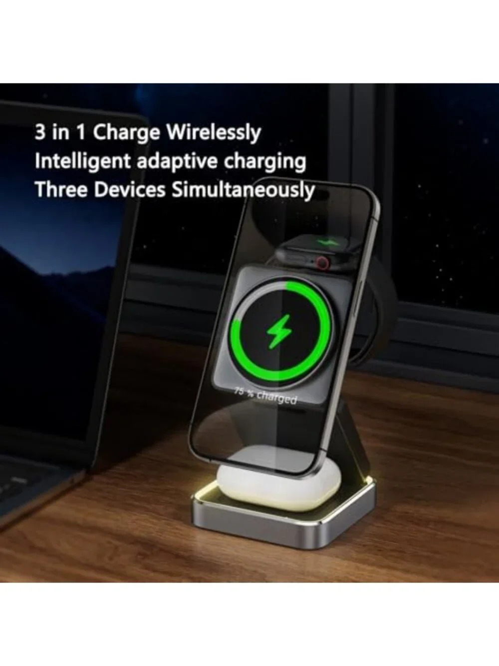3-in-1 Foldable Wireless Charger Station for iPhone, AirPods & Apple Watch
